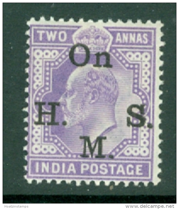 India: 1902/09   Edward 'On H. M. S.' OVPT    SG O59   2a   Mauve  MH - Dienstzegels