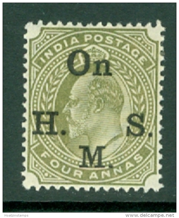 India: 1902/09   Edward 'On H. M. S.' OVPT    SG O61   4a   Pale-olive  MH - Official Stamps