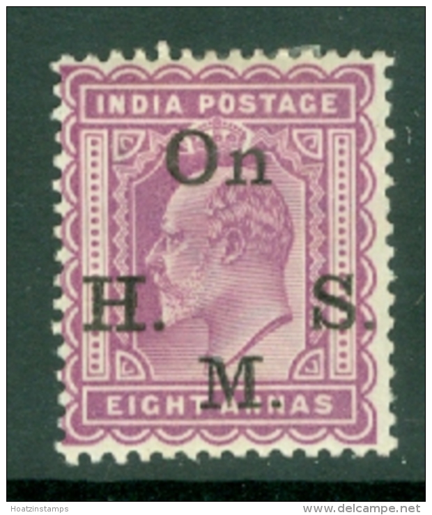 India: 1902/09   Edward 'On H. M. S.' OVPT    SG O63   8a   Purple  MH - Dienstzegels