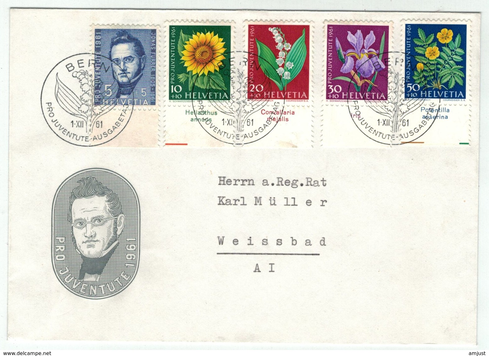 Suisse // Schweiz // Switzerland  // Pro-Juventute // 1961 Lettre 1er Jour Du 01.12.1961 - Lettres & Documents