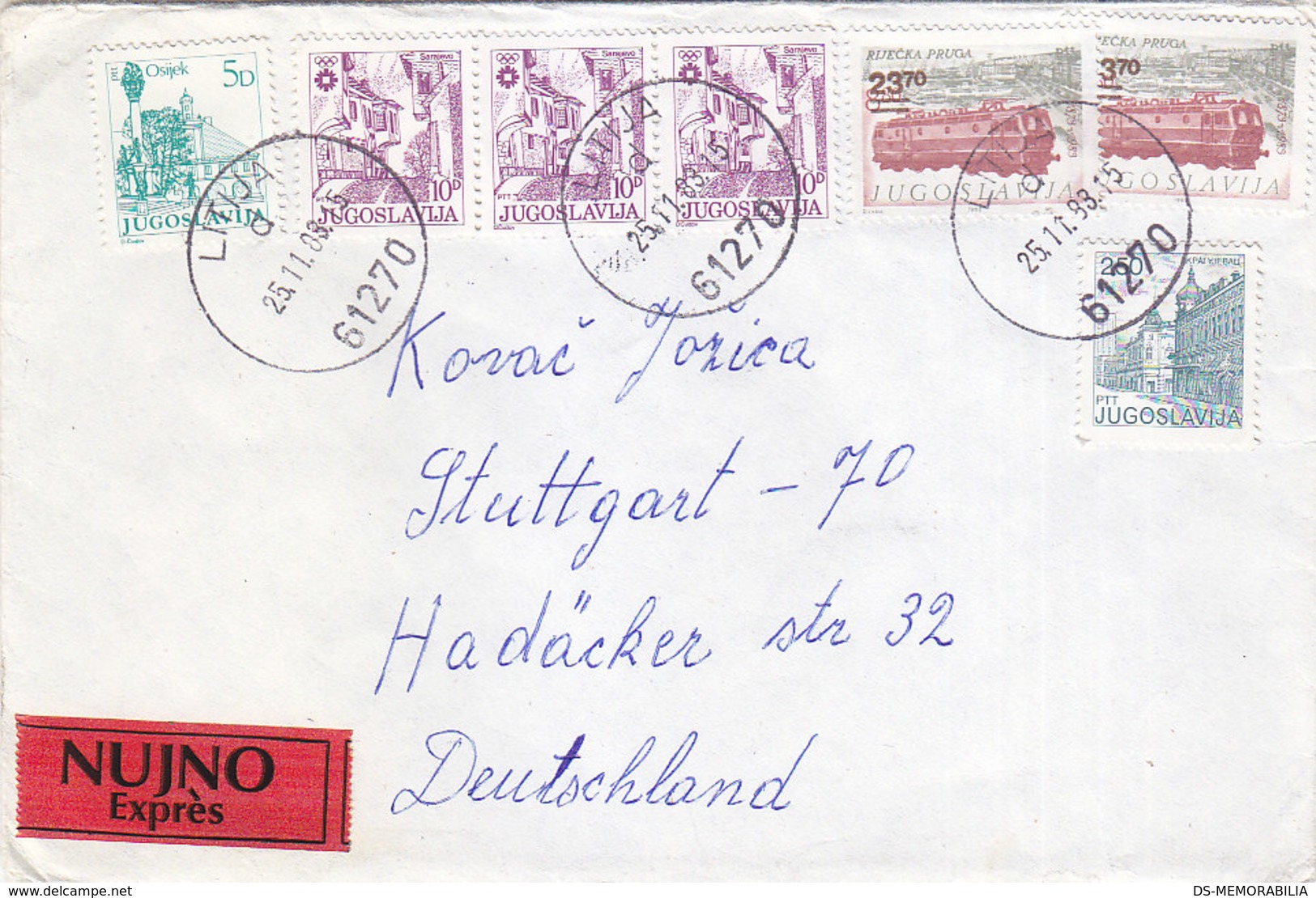 Yugoslavia Express Cover Sent To Germany Litija 1983 - Lettres & Documents