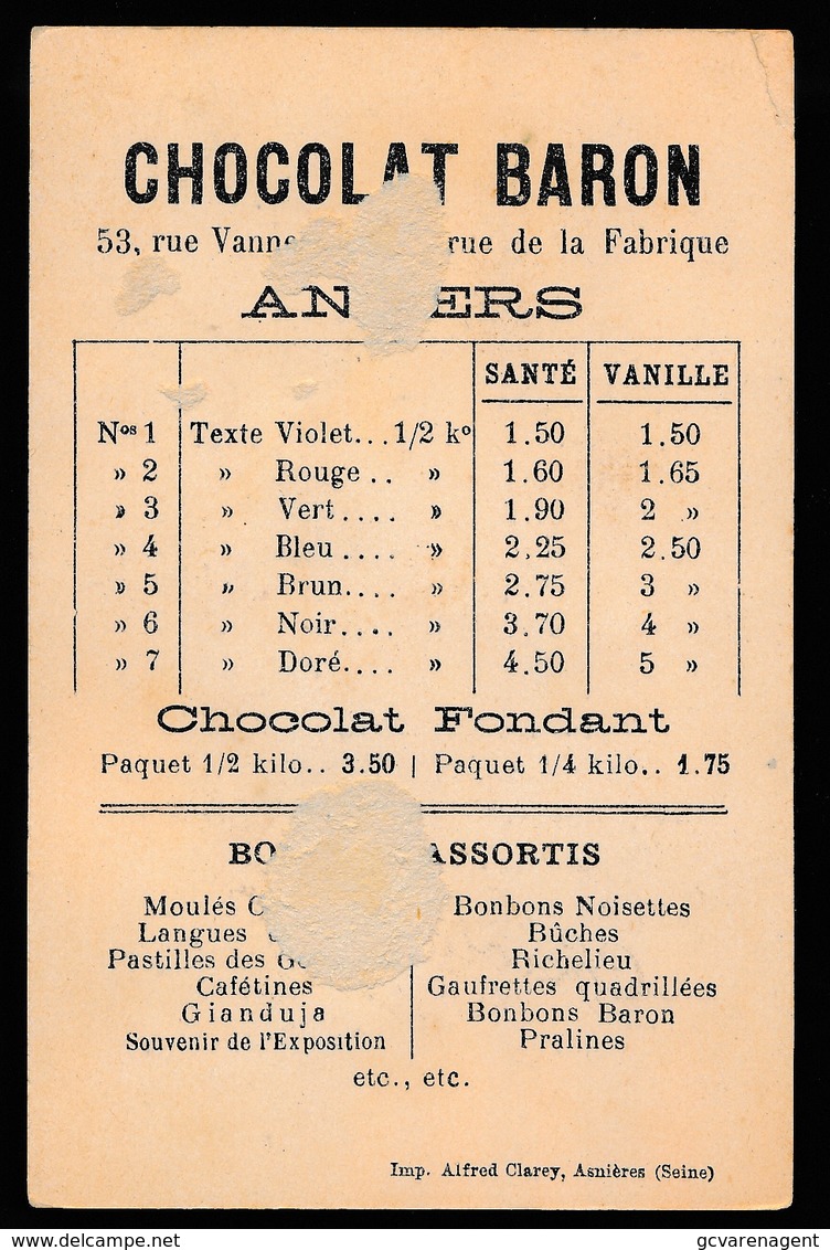 CHOCOLAT BARON  - 2 SCANS - Andere & Zonder Classificatie