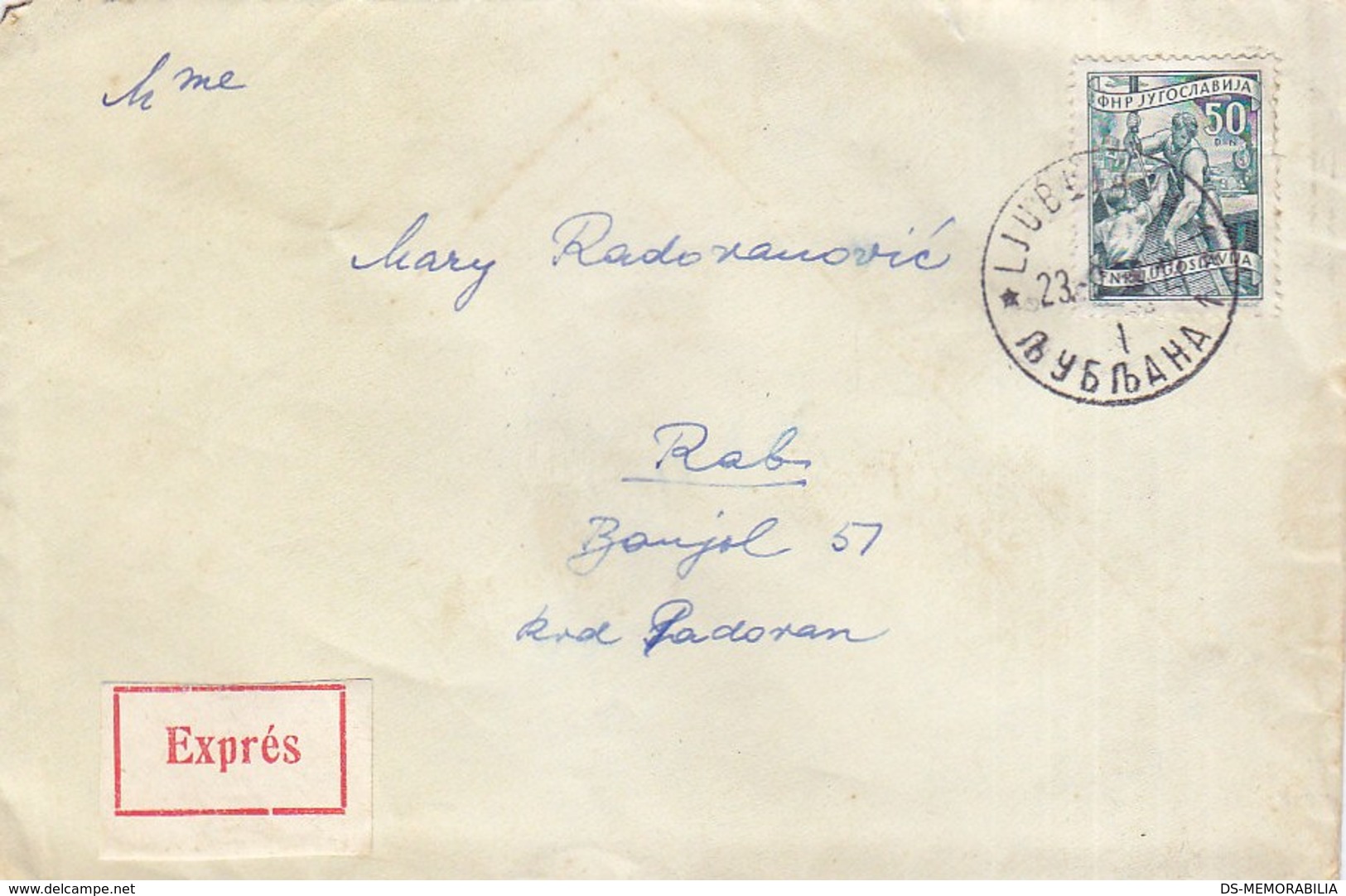 Yugoslavia Express Cover Ljubljana 1958 Bahnpost TPO Railway Postmark Ljubljana-Trst 91 ( Trieste ) - Lettres & Documents