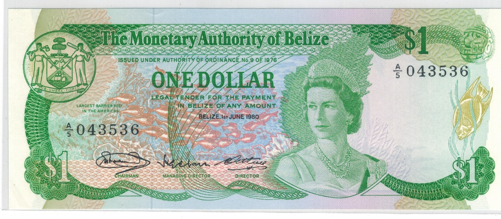 Belize 1 Dollar 1980, GEM UNC. - Belize