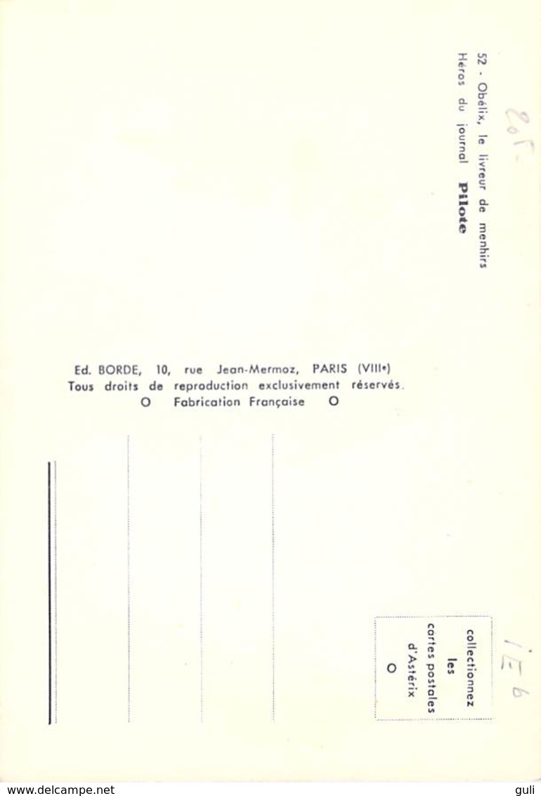 OBELIX Le Livreur De Menhirs -Héros Du Journal Pilote-Illustration UDERZO - Editions BORDE N°52 *PRIX FIXE - Autres & Non Classés
