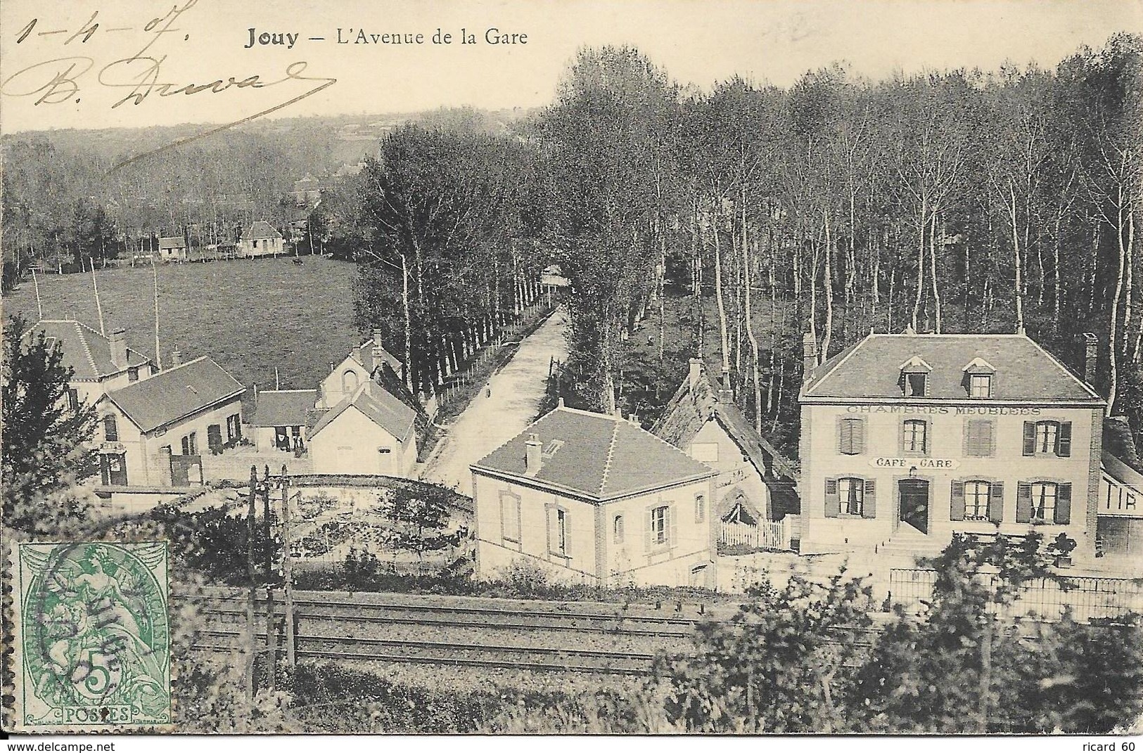 Cpa Jouy, Avenue De La Gare, Voie Ferrée, Café De La Gare, TIR - Jouy