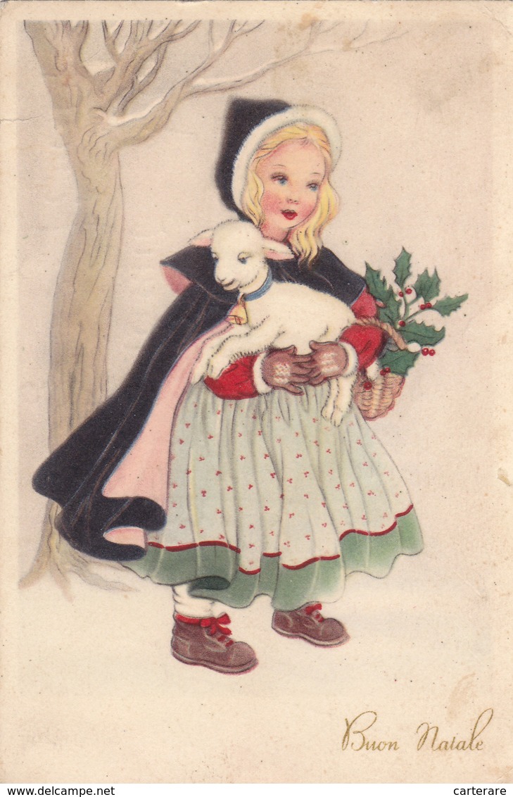 BUON NATALE,BONNE ANNEE,BREBIS,CENDRION,BLANCHE NEIGE,BERGERE,1950 - Neujahr