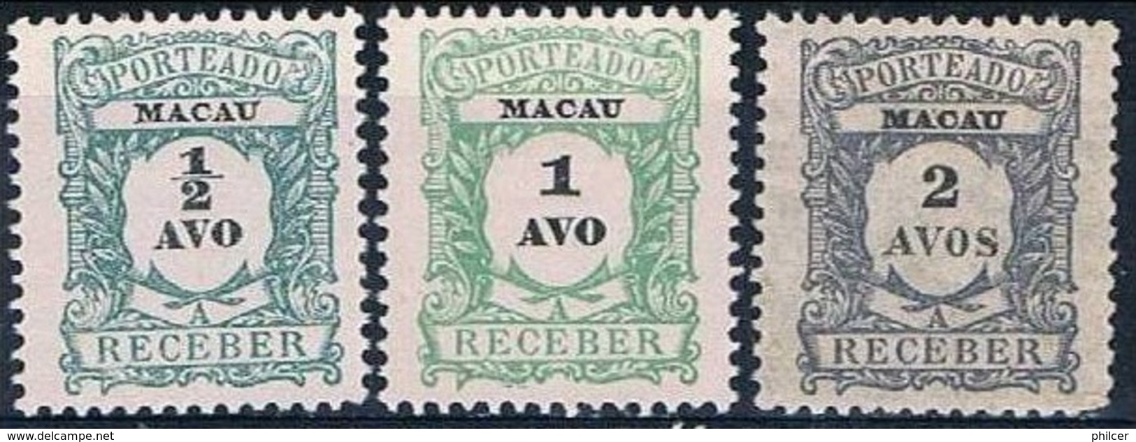 Macau, 1904, # 1/3, Porteado, MH And MNG - Unused Stamps