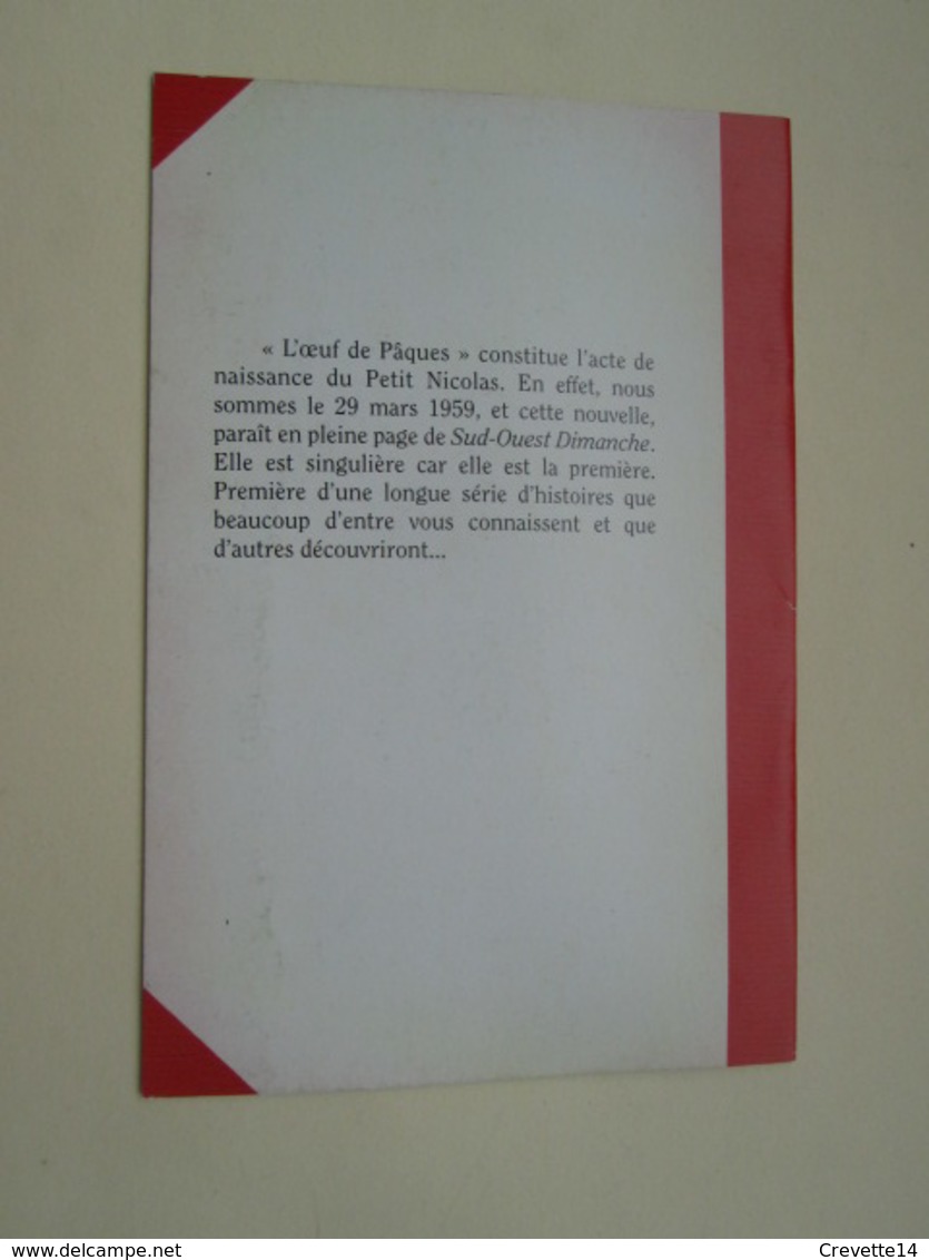 BDMAR20 : SEMPE GOSCINNY PETIT NICOLAS L'OEUF DE PAQUES , 2009 , Très Bon état - Sempé