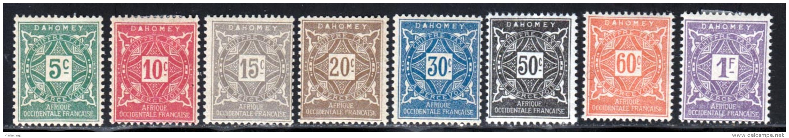 Dahomey Taxe 1914 Yvert 9 / 16 * TB Charniere(s) - Unused Stamps