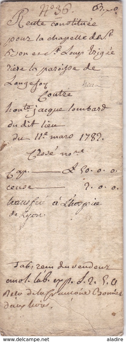 1782 - Royaume De France Louis XVI - Longefoy, Savoie - Quittance Tampon DEUX SOLS - Manuscrits