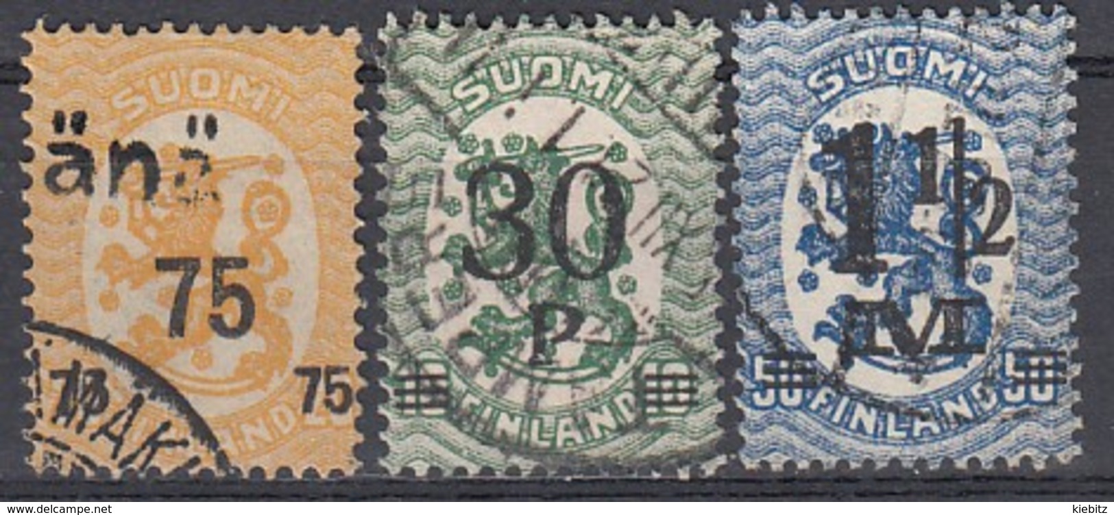 FINNLAND 1921  MiNr: 106+107+110  Used - Gebraucht