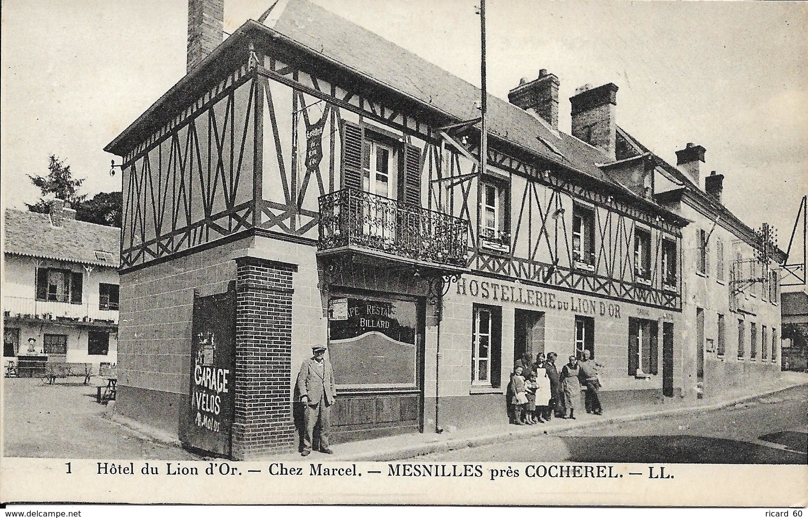 Cpa Mesnilles Près Cocherel, Hostellerie Du Lion D'or, Garage, Chez Marcel, Animée - Other & Unclassified