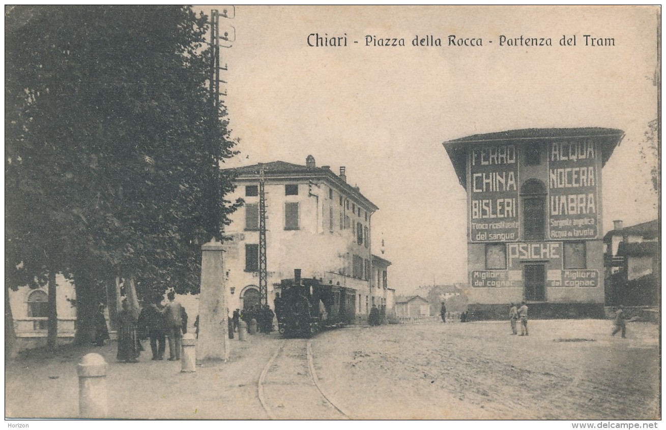 T.951.  CHIARI - Brescia - Piazza Della Rocca - Partenza Del Tram - 1917 - Altri & Non Classificati