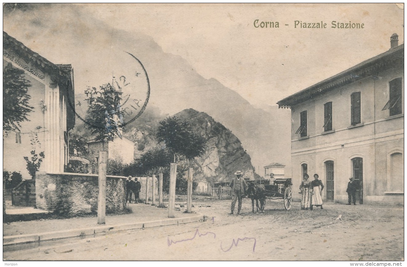 T.953.  CORNA - Bergamo - Piazzale Stazione - 1912 - Altri & Non Classificati