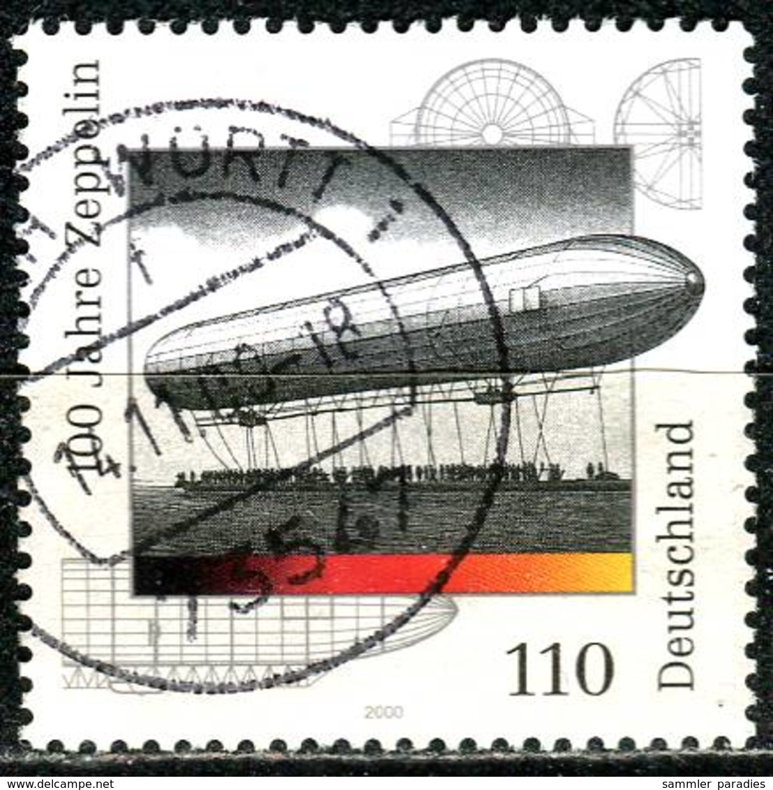 BRD - Mi 2128 - OO Gestempelt  (K) - 110Pf   Zeppelin-Luftschiffe - Oblitérés