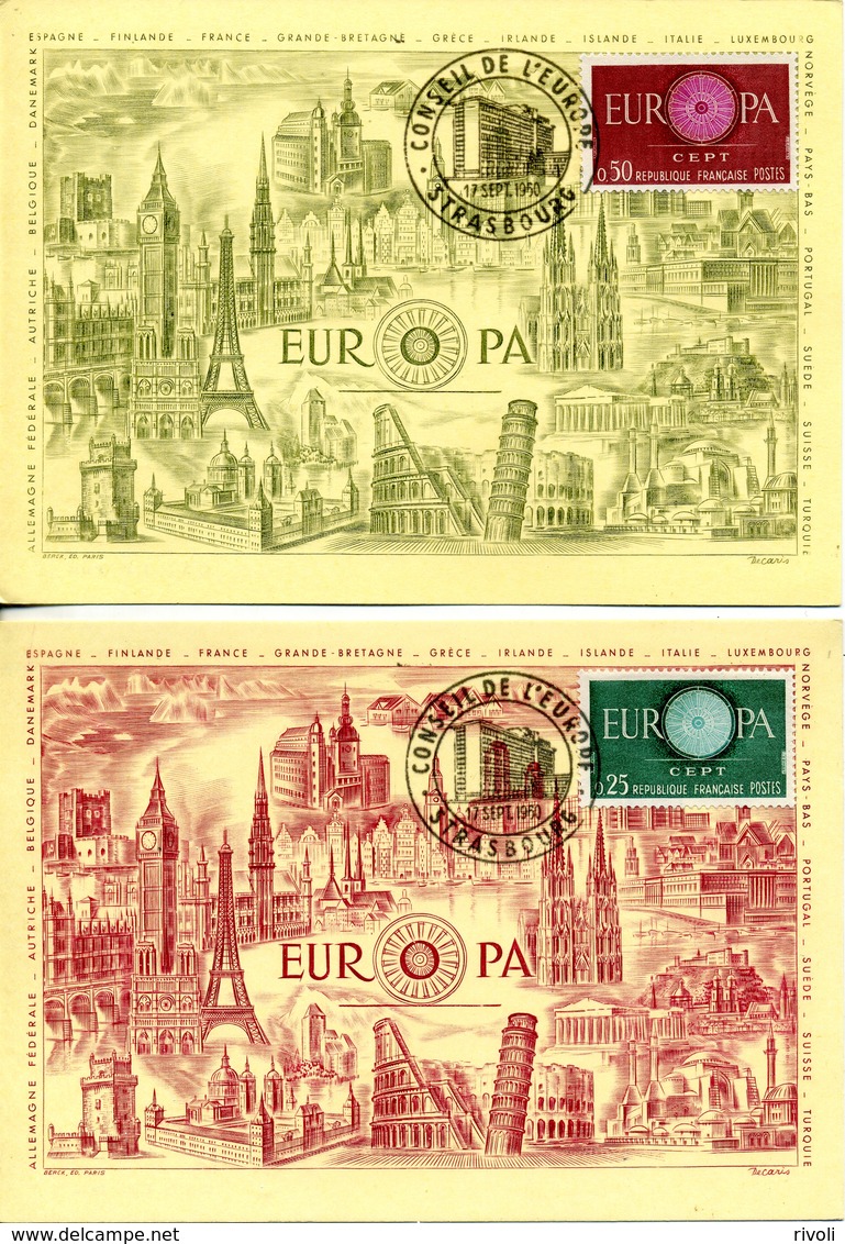 EUROPA CEPT 1960 CARTE MAXIMUM YVERT Nº 1266/1267 - 1960