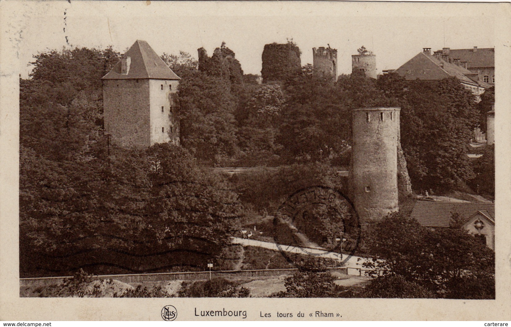 Cpa,1929,luxembourg ,les Tours Du Rham,avec Timbre Et Tampon Rare - Luxemburg - Stadt