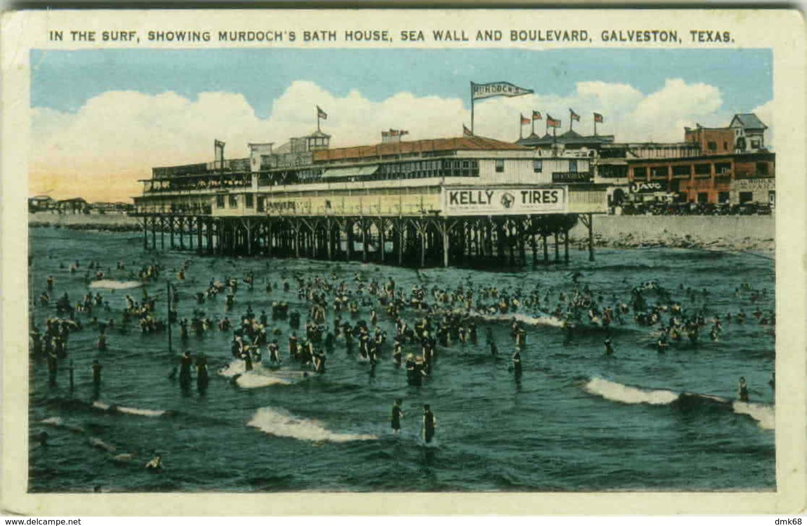 GALVESTON TEXAS - IN THE SURF - SHOWING MURDOCH'S BATH HOUSE - 1920s (3140) - Galveston