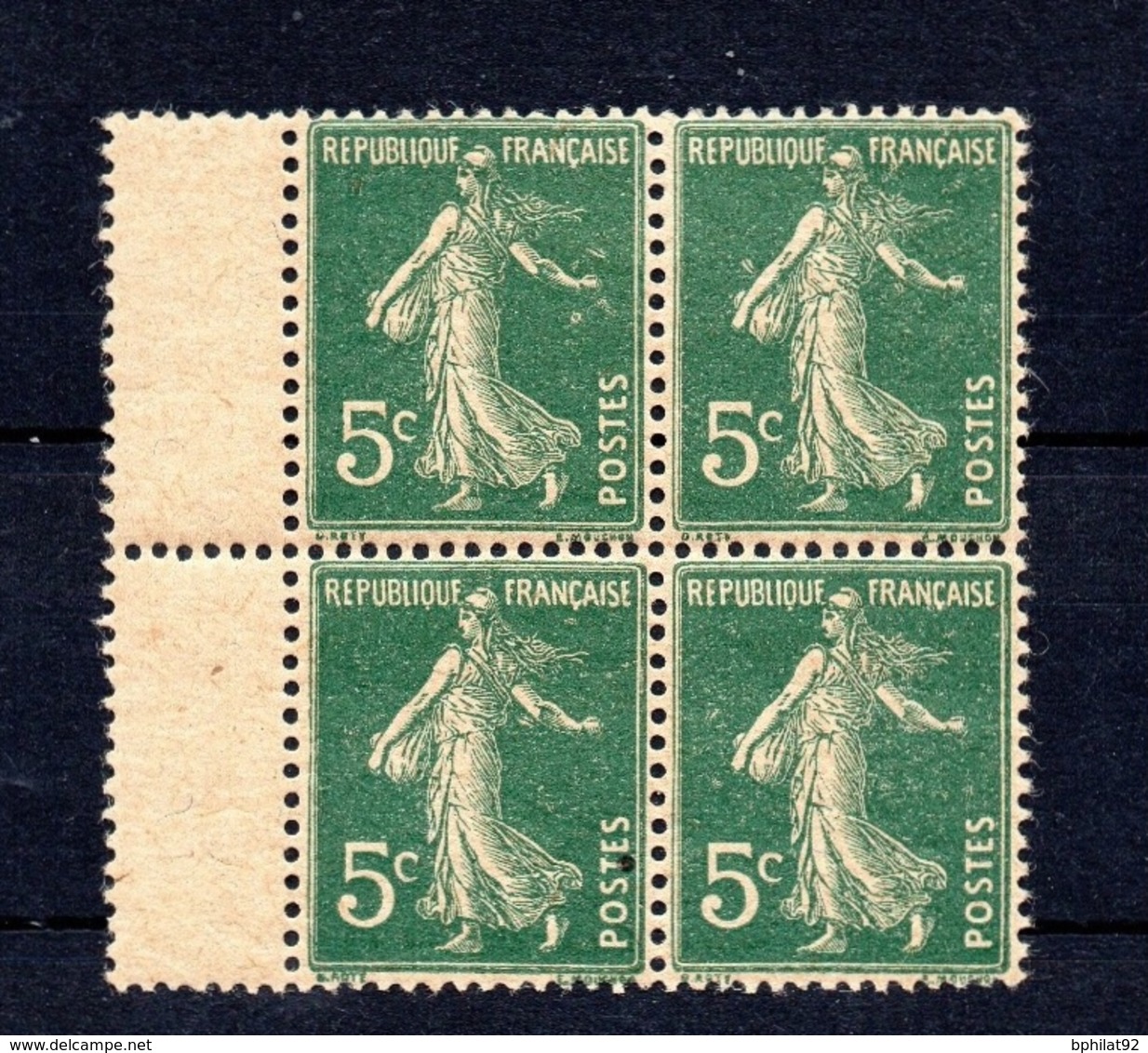 !!! 5 C SEMEUSE N°137  BLOC DE 4 IMPRESSION RECTO VERSO 2 EXEMPL **/ 2 EXEMPL * - Unused Stamps