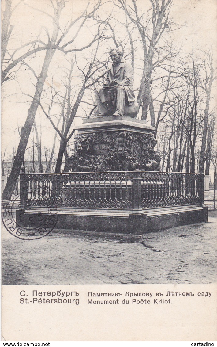 CPA - St. Petersbourg / Monument Du Poète Krilof - 1913 - Russie