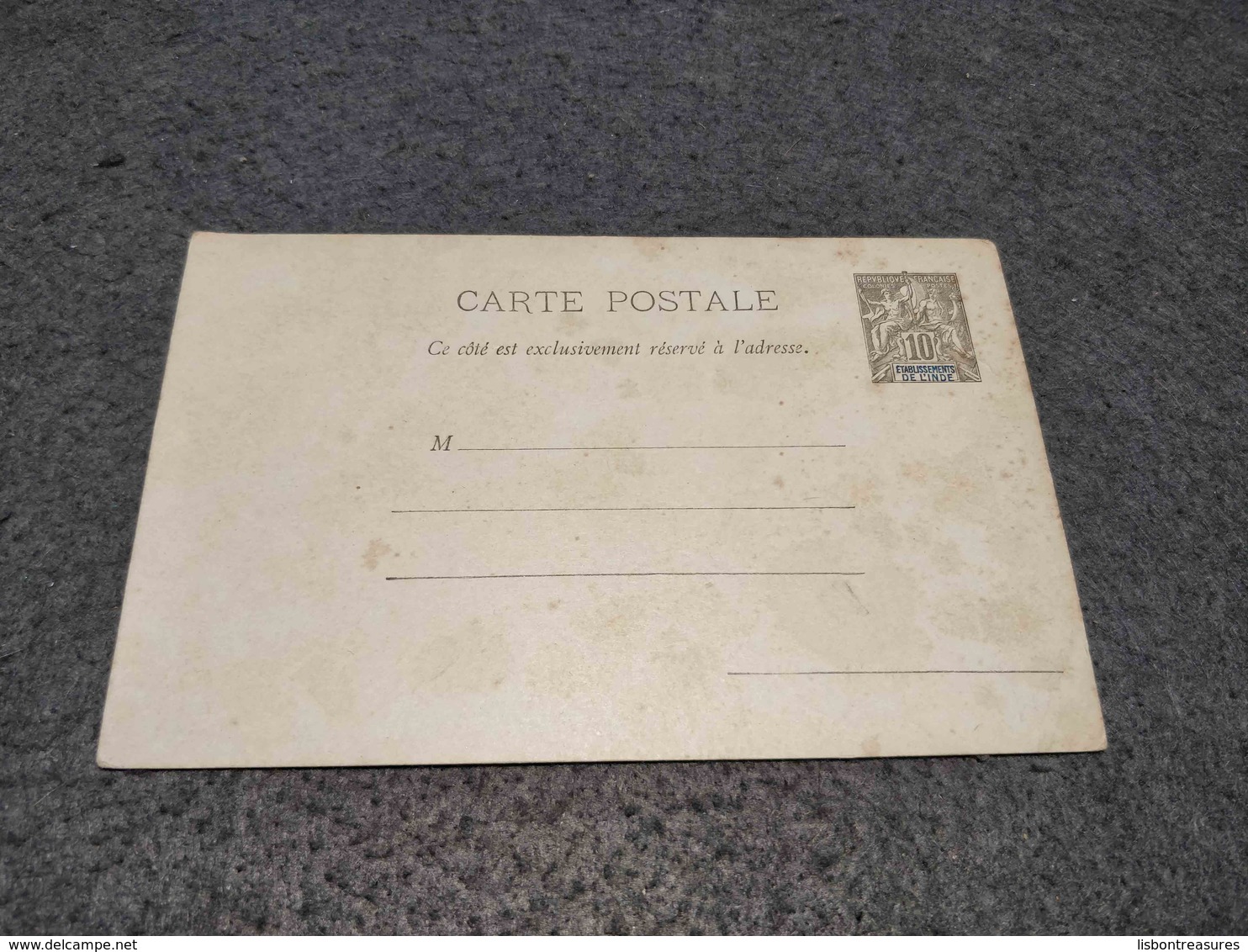 FRANCE ETABLISSEMENTS DE L'INDE UNUSED STATIONERY CARD - Storia Postale