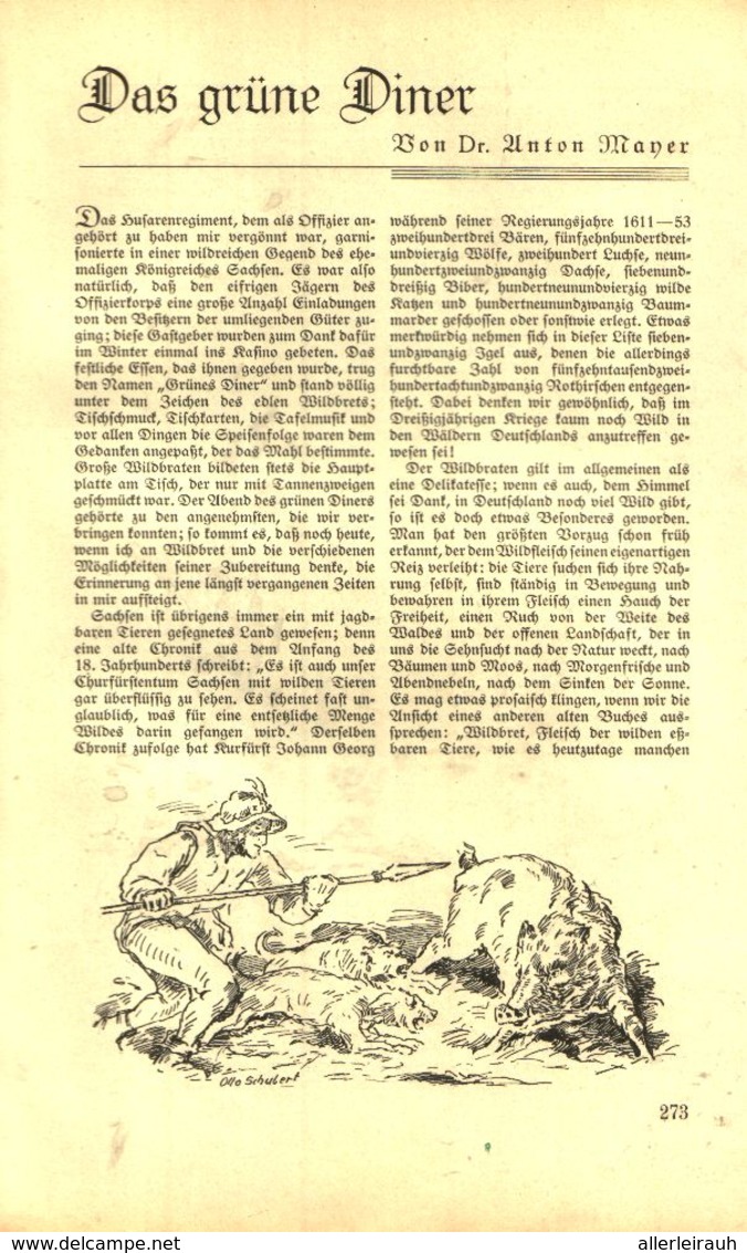 Das Gruene Diner (von Dr.Anton Mayer)  /Artikel, Entnommen Aus Zeitschrift /1935 - Bücherpakete