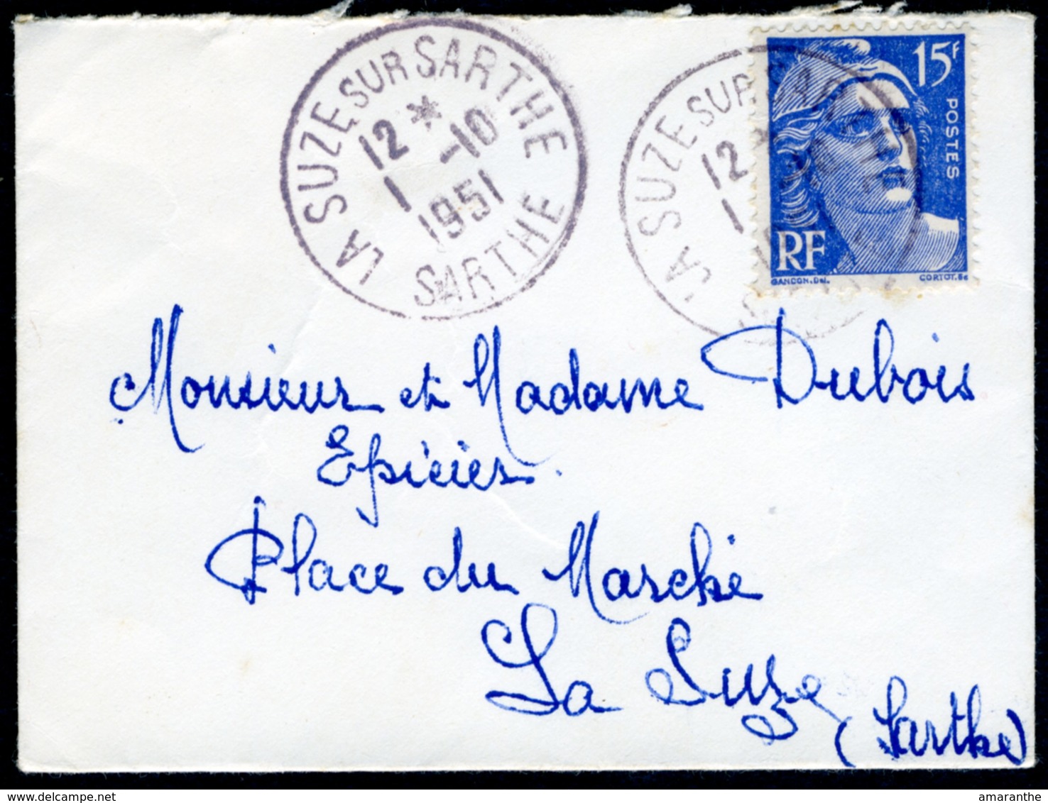 Mini-enveloppe 9x6,5cm - Cachet De La Suze-sur-Sarthe - 1951 - 1921-1960: Modern Tijdperk