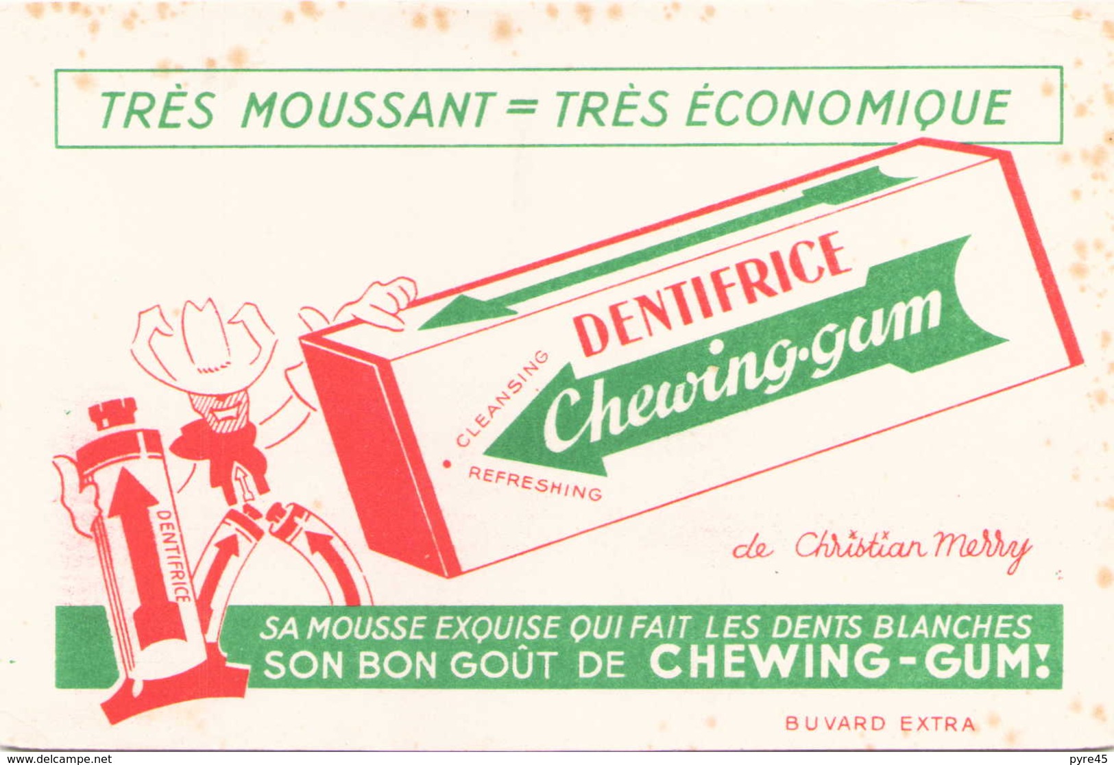 Buvard " Dentifrice Chewing-gum " ( Pliures, Rousseurs, 18 X 12.5 Cm ) - Parfums & Beauté