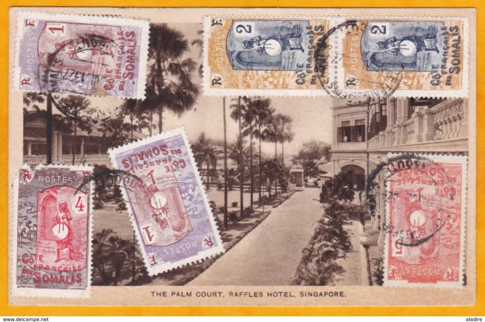1927 - CP De Djibouti, Côte Française Des Somalis Vers Paris - Affranchissement 15 Centimes Multicolore - Covers & Documents
