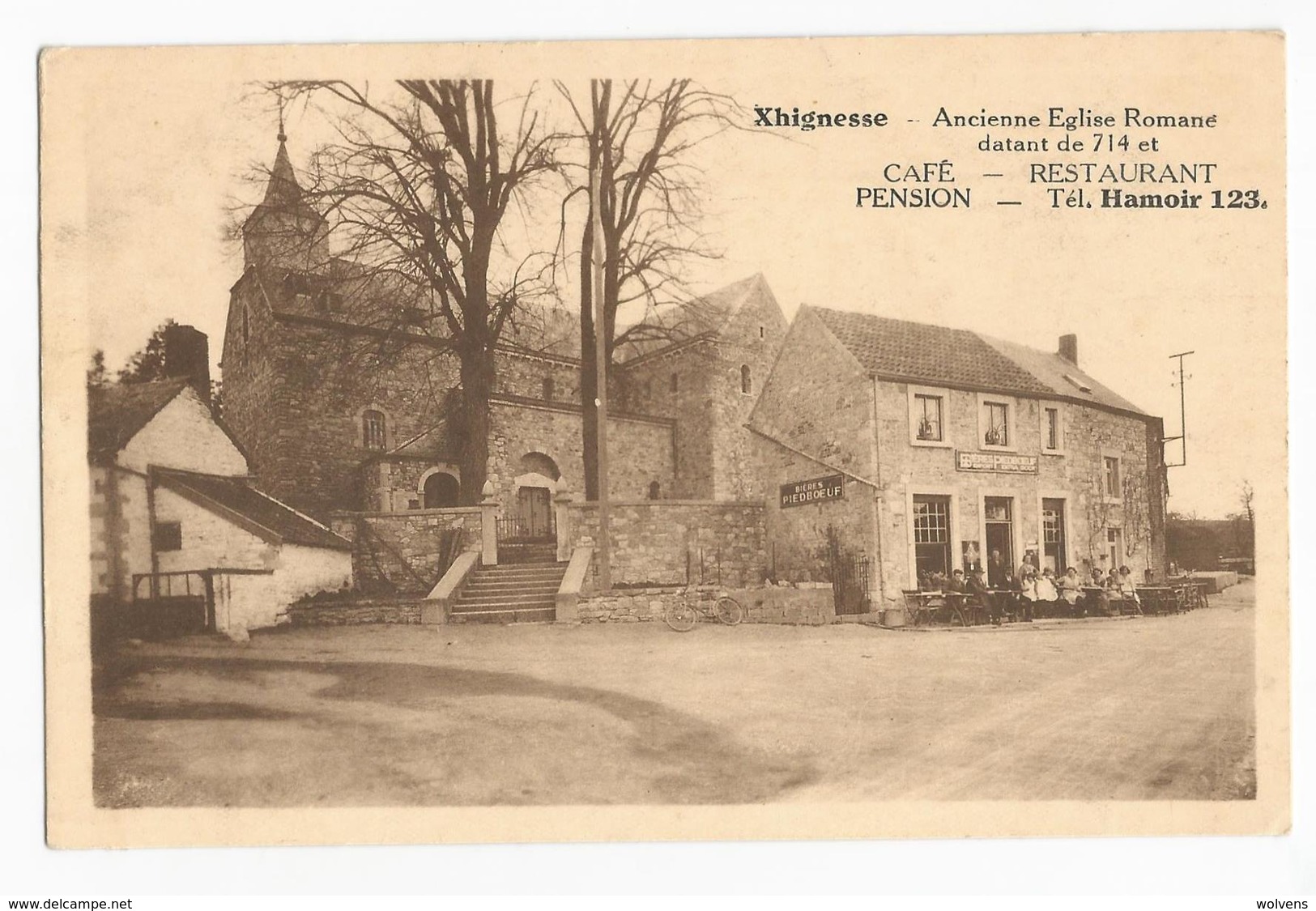 Xhignesse Hamoir Place De L'Eglise Café Restaurant Carte Postale Ancienne - Hamoir