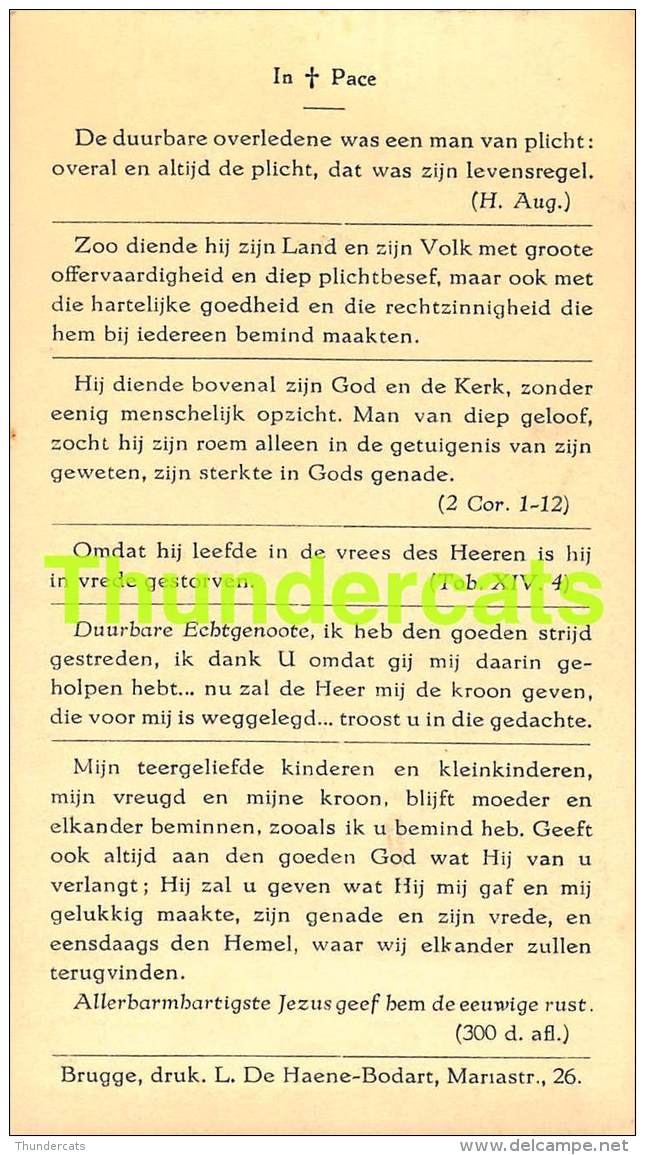 BIDPRENTJE ADEL NOBLESSE  BARON JANSSENS DE BISTHOVEN DE BIE DE WESTVOORDE SINT NIKLAAS WAES 1859 BRUGGE 1938 - Devotieprenten