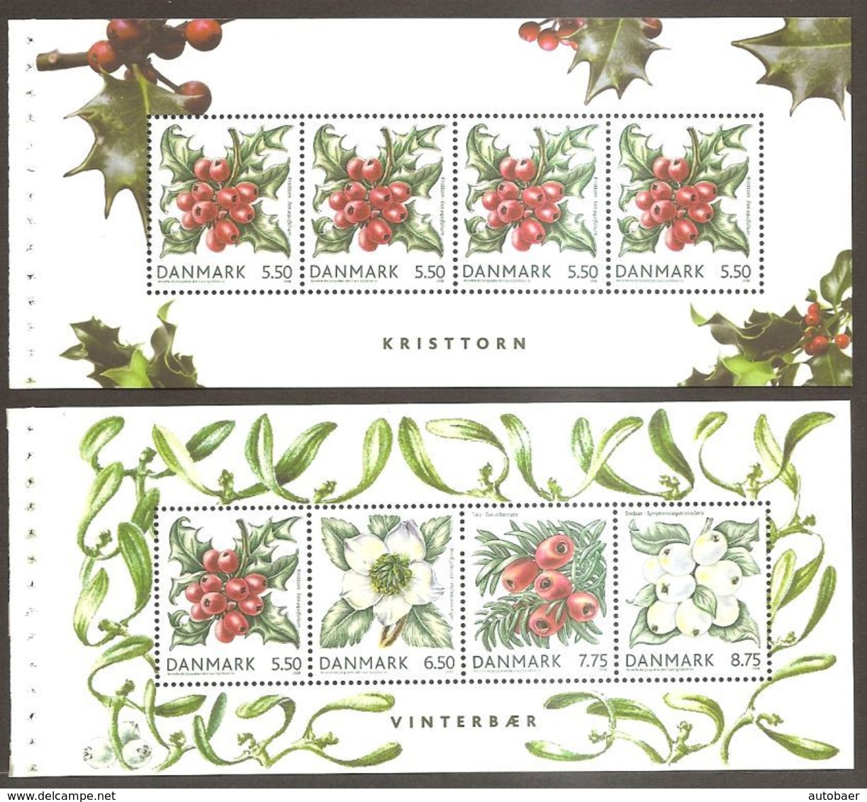 Denmark Danmark Dänemark 2008 Weihnachten Christmas Noel Winter Berries Michel No. 1511-14 Mint MNH Neuf Postfrisch - Markenheftchen