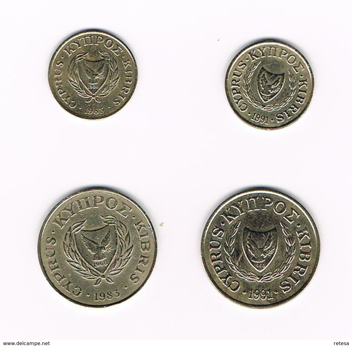 CYPRUS  2 X 1 + 2 X 5  CENTS   1983/1991 - Zypern