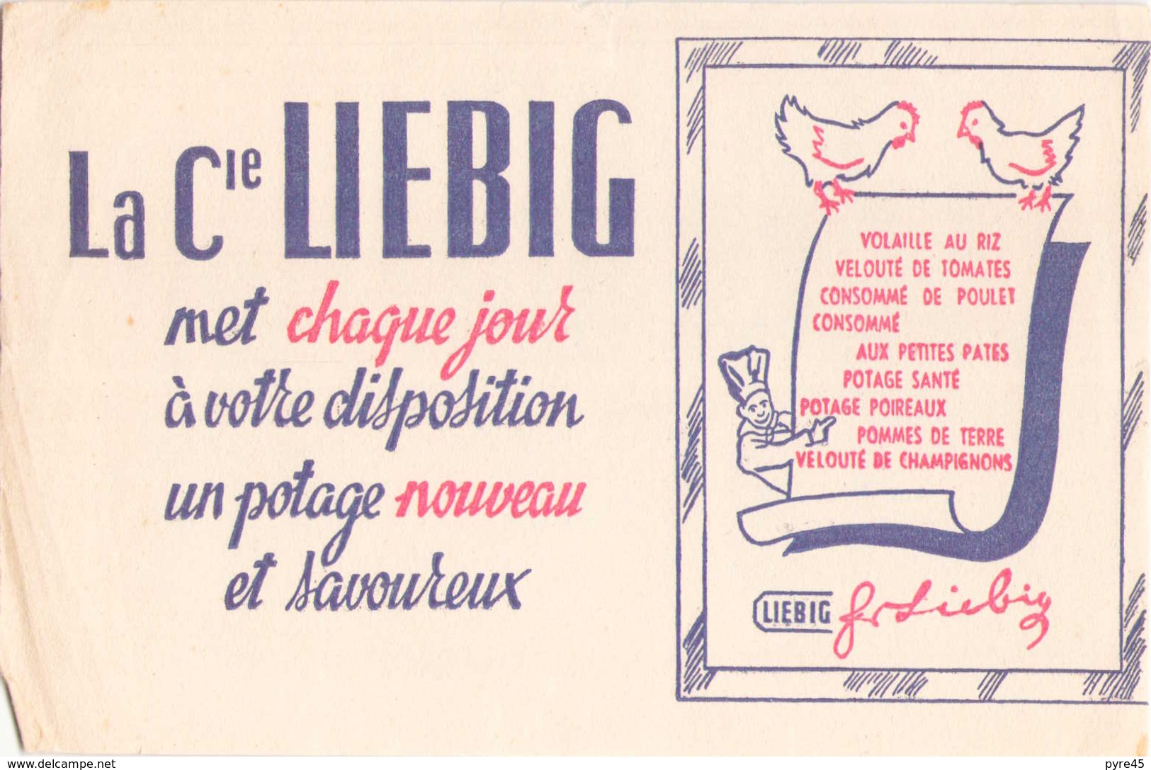 Buvard " Liebig " ( Pliures, Déchirures, Rousseurs, 21 X 13 Cm ) - Minestre & Sughi