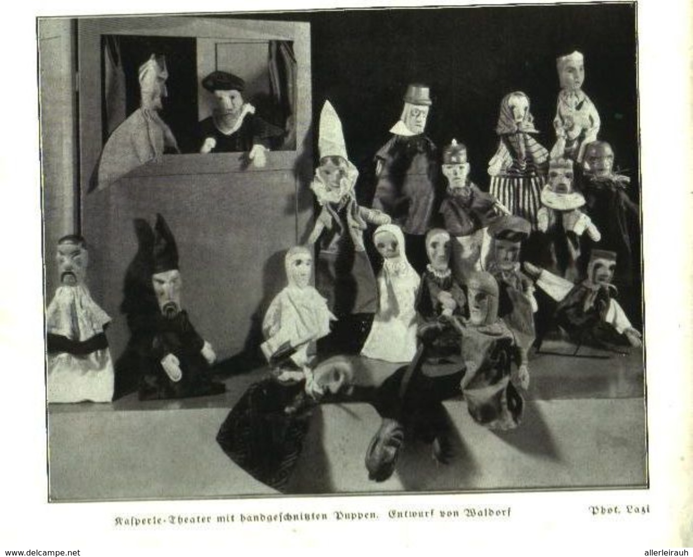 Kasperletheater Mit Handgeschnitzten Puppen (Entwurf Von Waldorf)  / Druck, Entnommen Aus Zeitschrift /1935 - Paketten