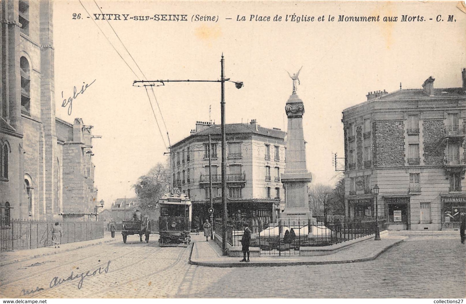 94-VITRY-SUR-SEINE- LA PLACE DE L'EGLISE LE MONUMENT AUX MORTS - Vitry Sur Seine