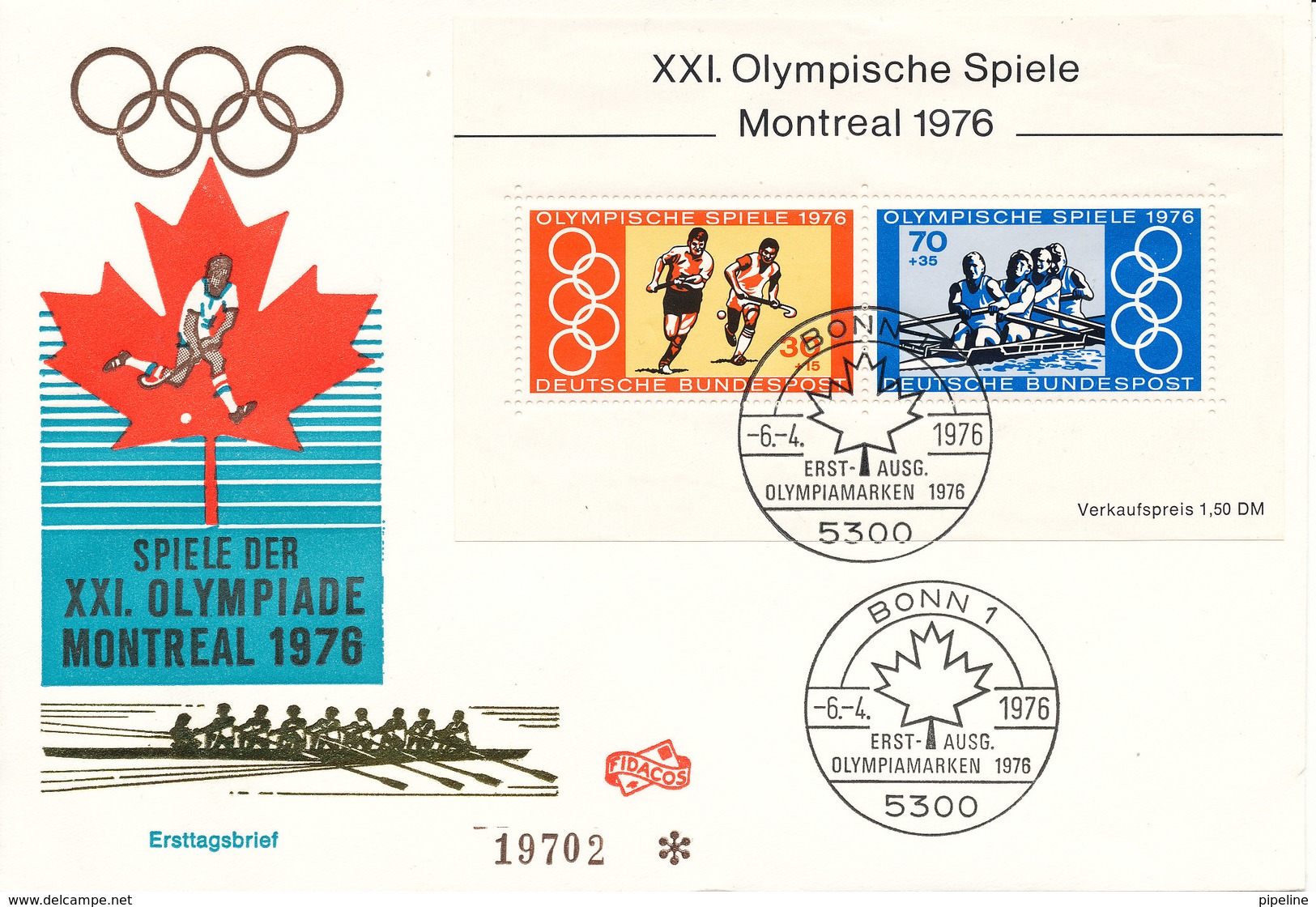 Germany FDC 18-6-1976 Minisheet Olympic Games Montreal With Cachet - Zomer 1976: Montreal