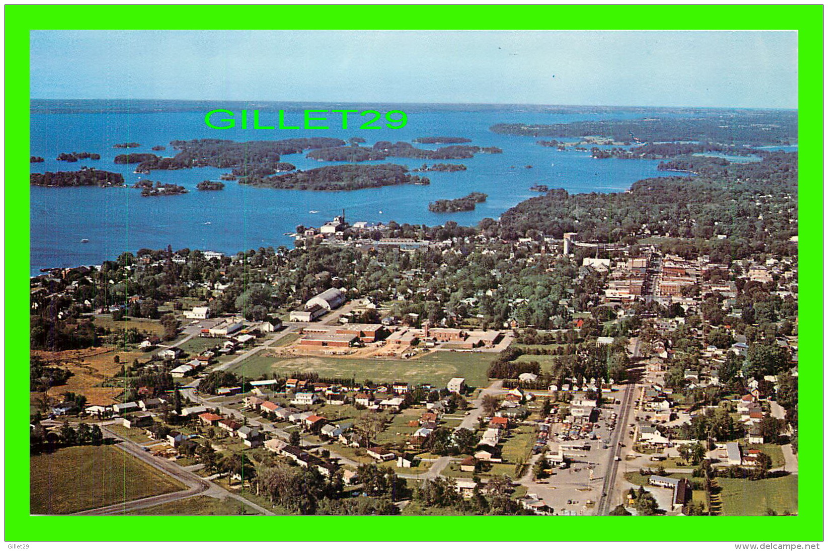 GANANOQUE, ONTARIO - BIRD'EYE VIEW OF THE GATEWAY TO THE 1000 ISLANDS - H. R. OAKMAN - PETERBOROUGH AIRWAYS LTD - - Gananoque