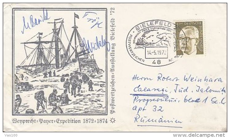 POLAR PHILATELY, WEYPRECHT-PAYER ARCTIC EXPEDITION, SHIP, SPECIAL COVER, 1972, GERMANY - Arktis Expeditionen