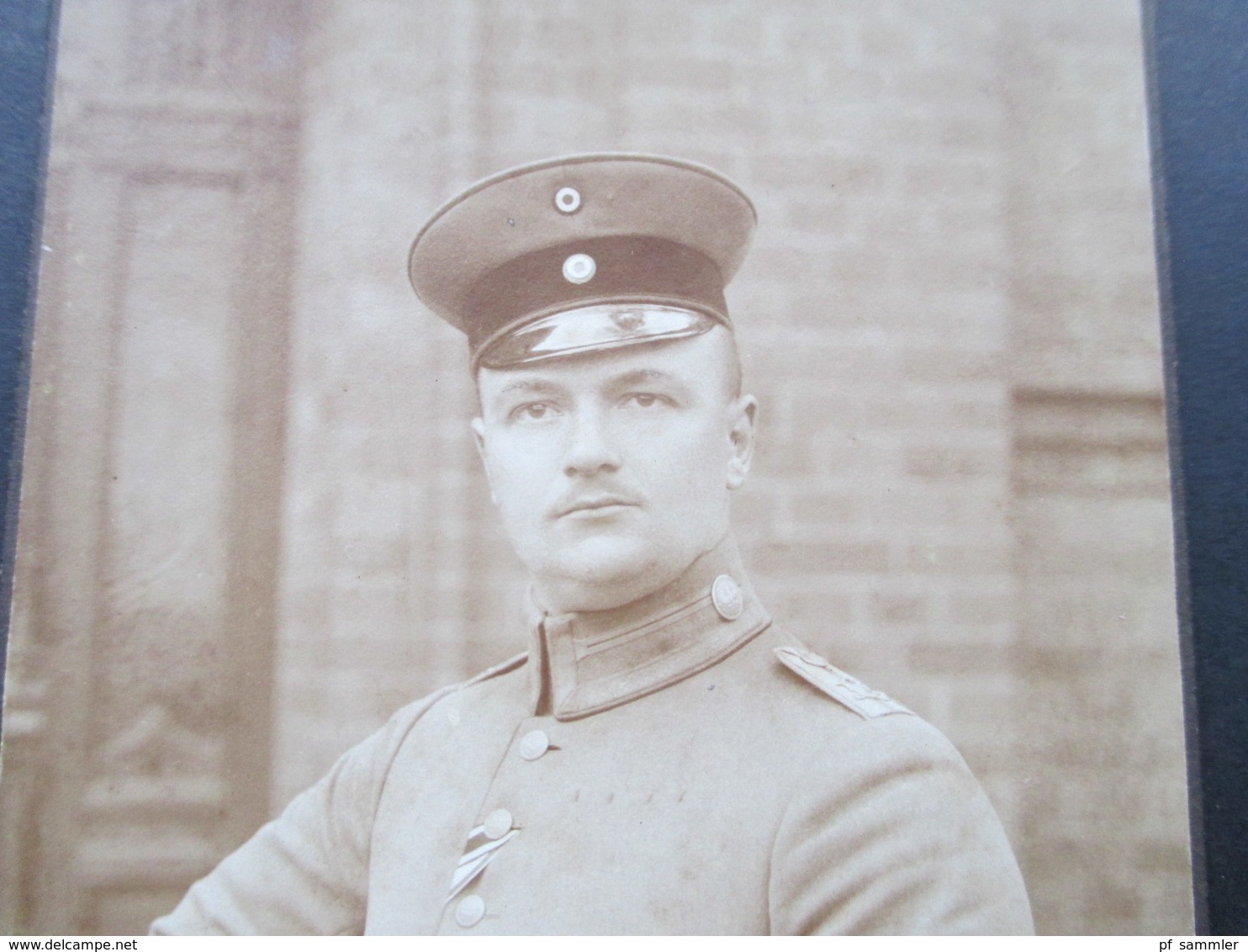 Echtfoto Großes Bild Soldat Mit Abzeichen Und Säbel. Fr. Cossel Swinemünde Lootsenstr. Villa Albrecht - War, Military