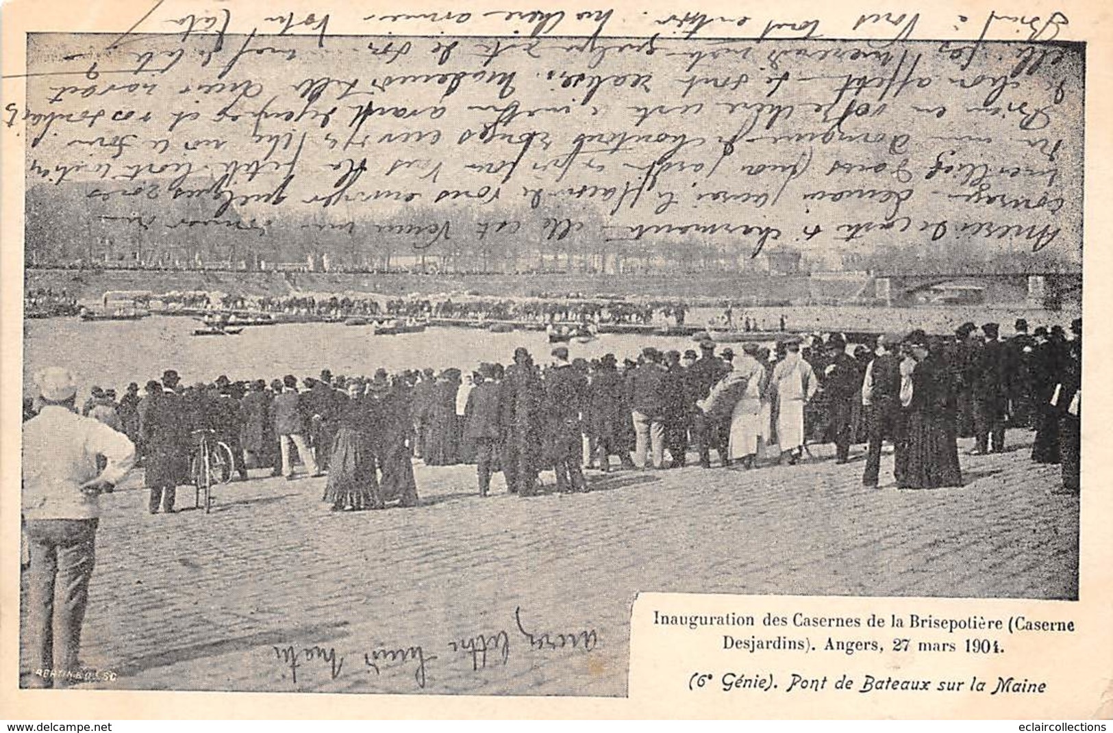 Angers 49.  Inauguration De La Caserne Desjardins.  Mars 1904. Pont De Bateaux Sur La Maine      (voir Scan) - Angers
