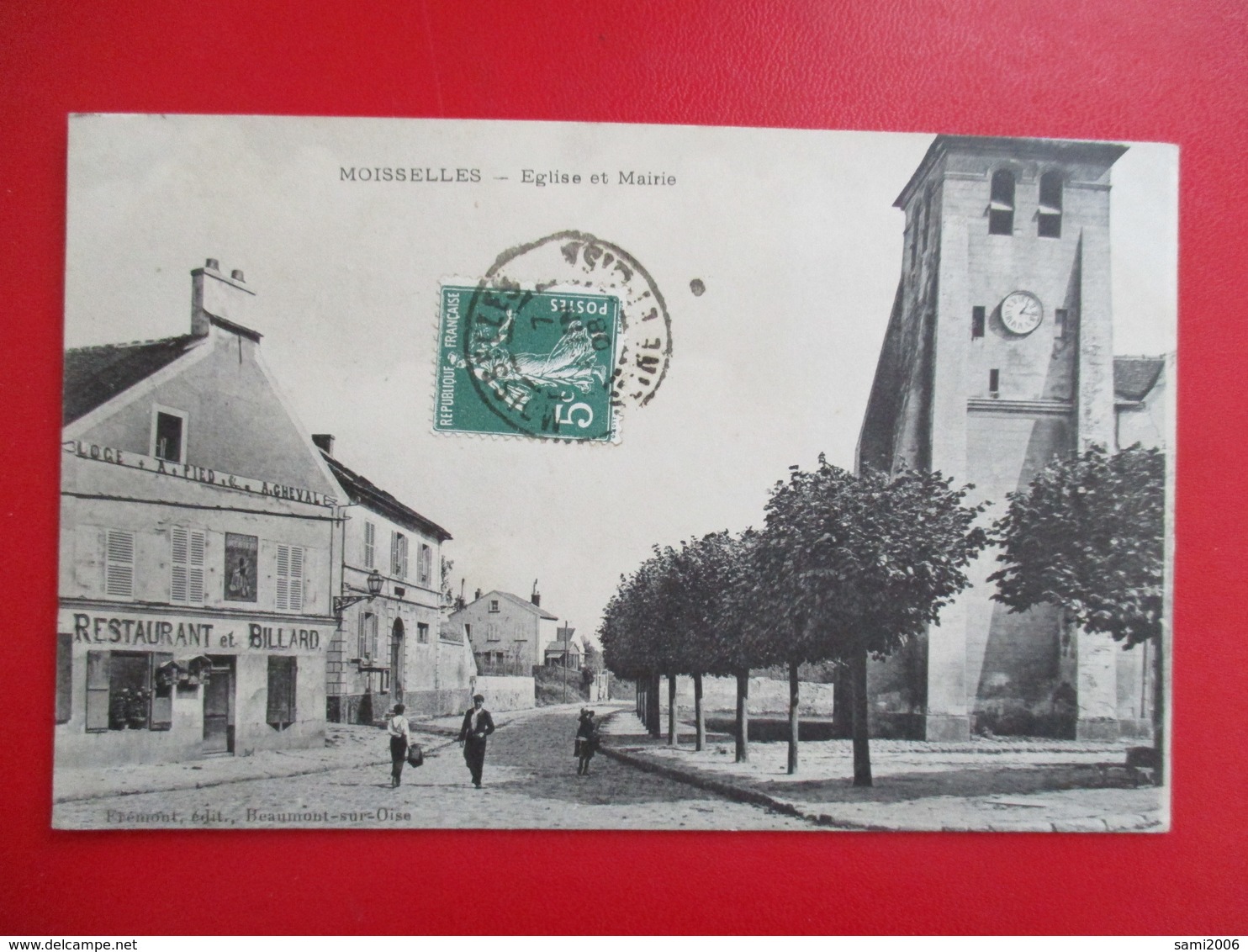 CPA 95 MOISSELLES EGLISE ET MAIRIE RESTAURANT - Moisselles