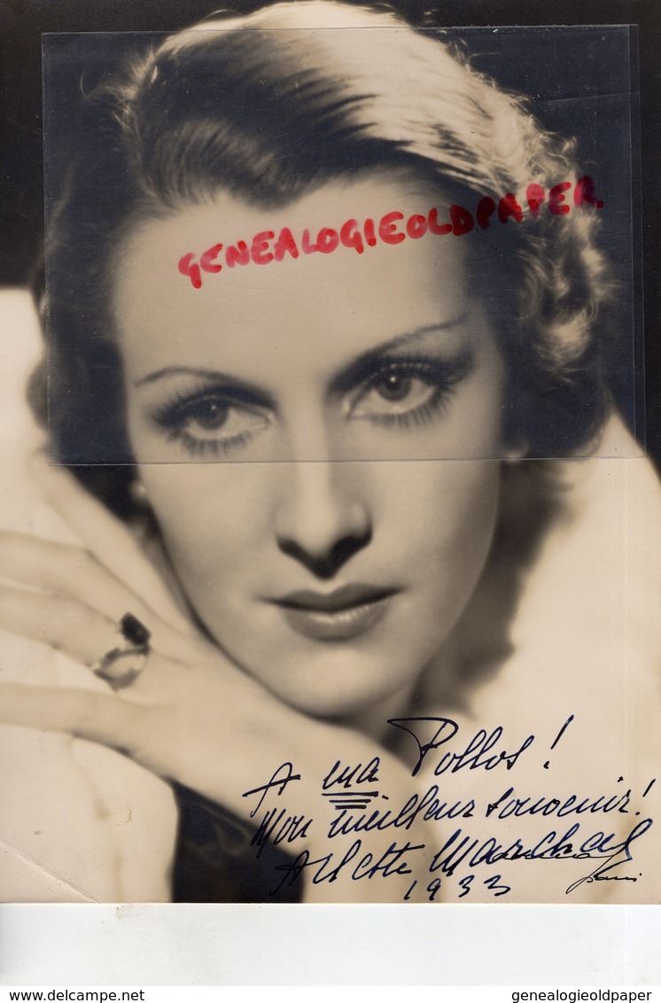 GRANDE PHOTO ORIGINALE ARLETTE MARCHAL-ACTRICE CINEMA-1902-1984 PARIS- EPOUX-MARCEL DE SANO-LES AILES-DEDICACEE - Foto Dedicate