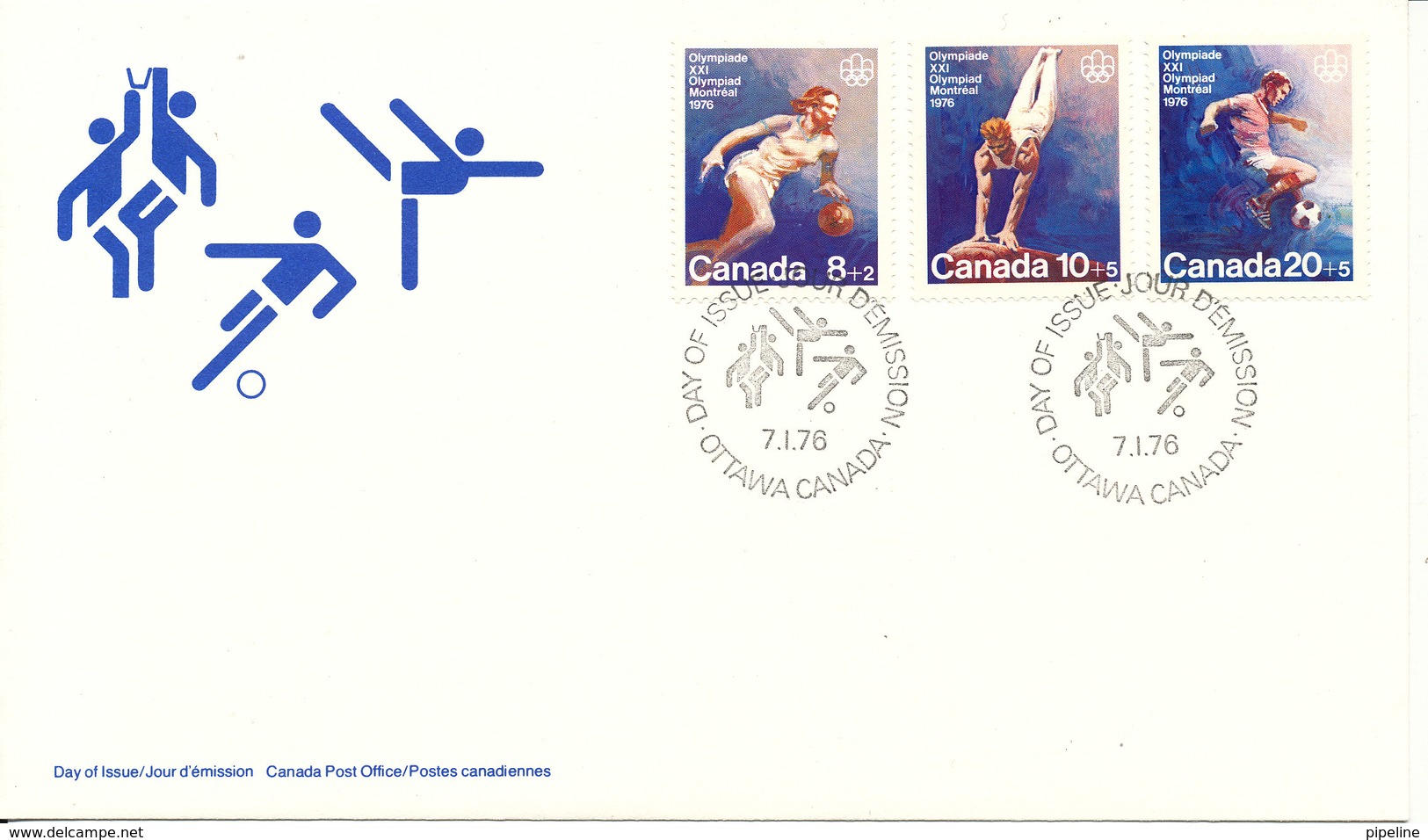 Canada FDC 7-1-1976 Olympic Games Montreal Set Of 3 With Cachet - Ete 1976: Montréal