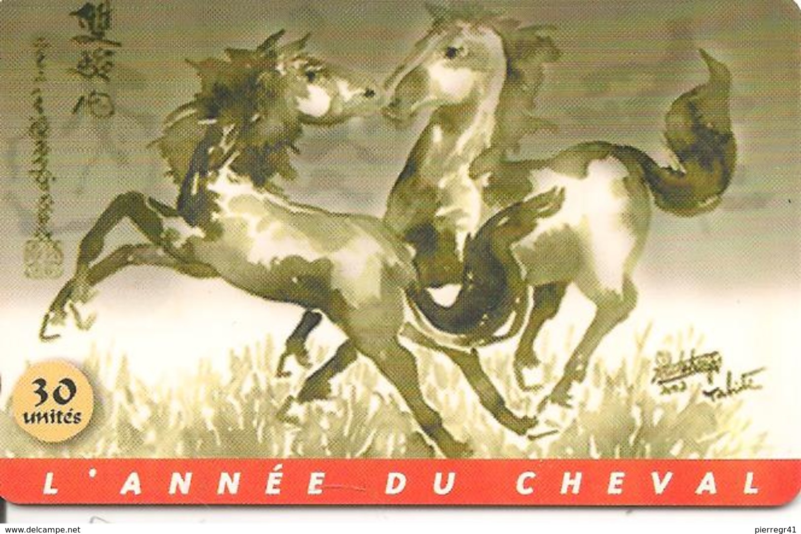 CARTE-PUCE-POLYNESIE-30U-PF125-GEMA-Fond De Puce Rouge-02/02-ANNEE Du CHEVAL-UTILISE-TBE-LUXE/+RARE - French Polynesia