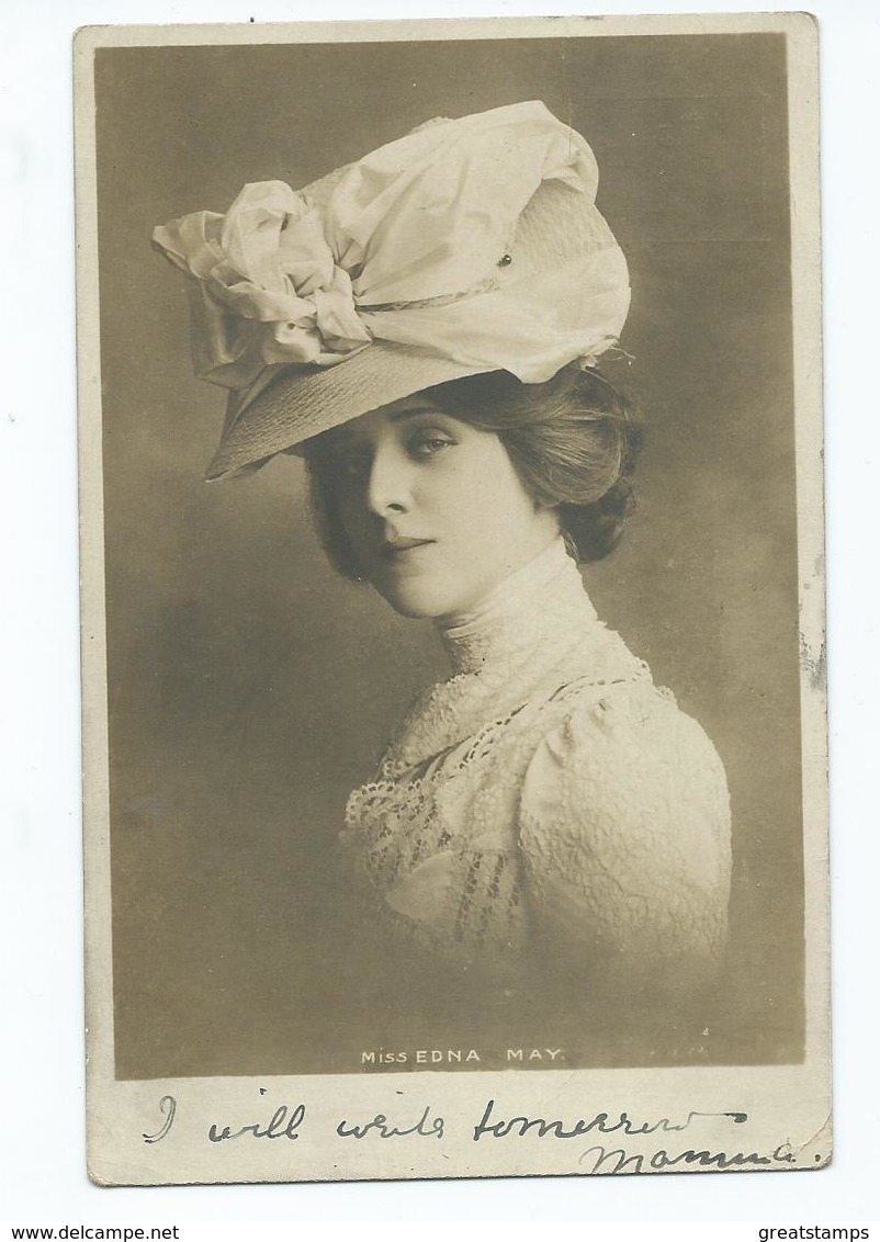 Actress Postcard Rp     Unused  Miss Edna May Posted 1902 - Teatro