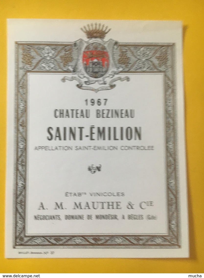 8220 - Château Bezineau 1967 Saint Emilion - Bordeaux