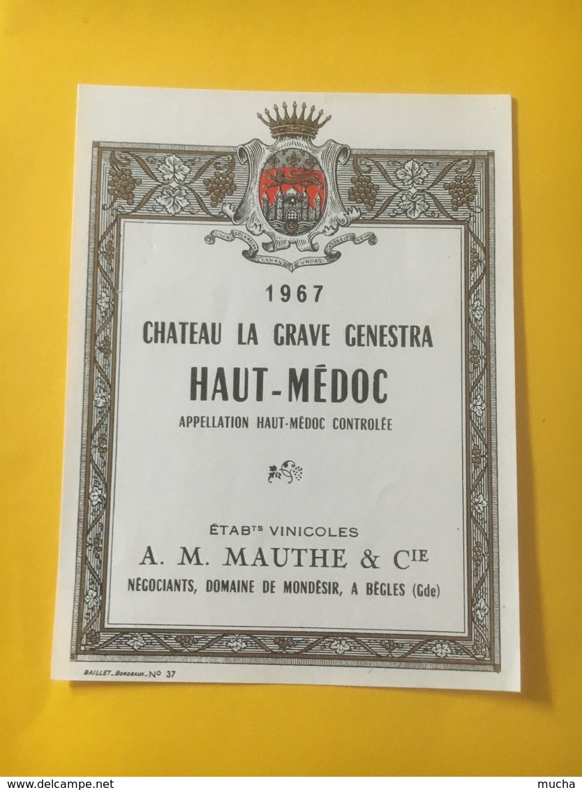 8221 - Château La Grave Genestra  1967 Haut Médoc - Bordeaux