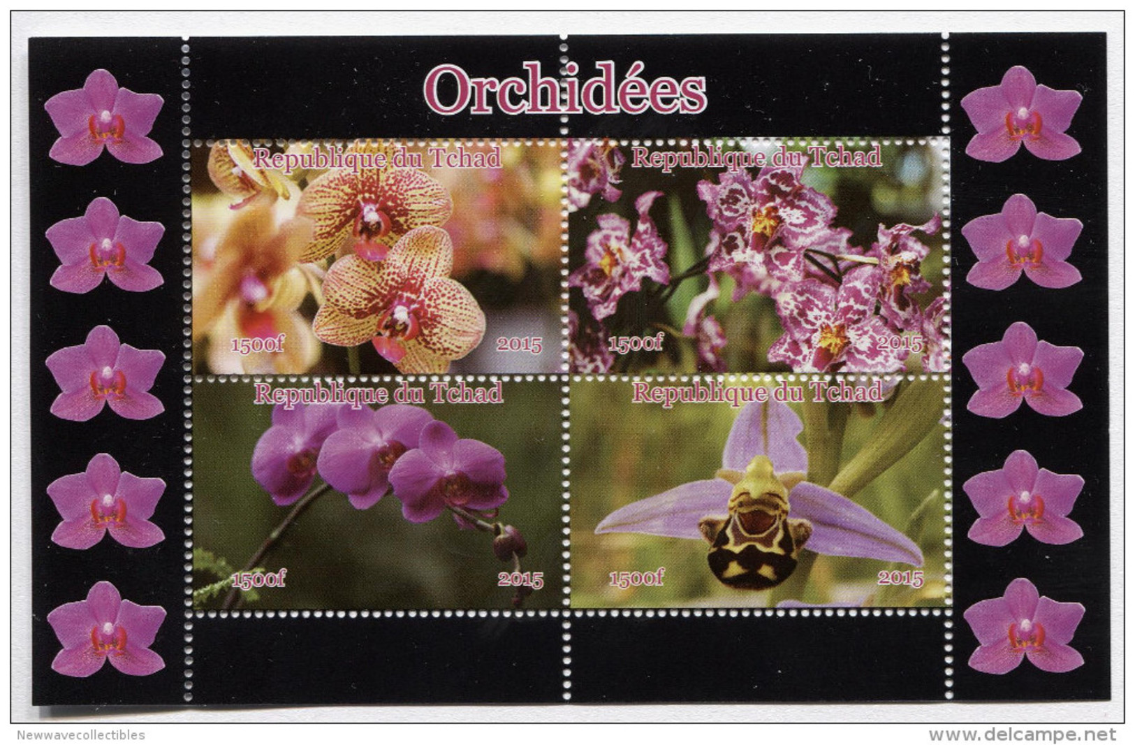 ORCHIDS,**NEW ISSUE**,Orchidees On SOUVENIR SHEET 4 STAMPS,Mint,MNH,#BA218 - Orchids